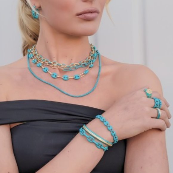 NEW Enamel Lavender Mariner Chain Cuff Bracelet - Picture 9 of 10